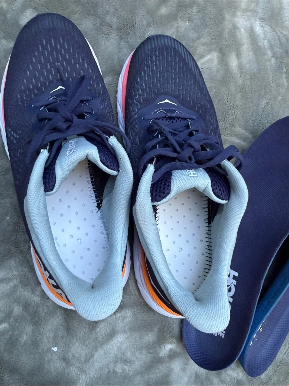 Hoka One One Women's Navy with Pink & Orange Accent Running Shoes